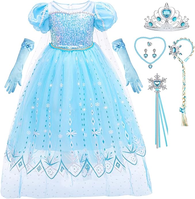 Elsa Prinzessinnen-Kleid mit Zubehör + Sally Hansen Miracle Gel Nagellack „Sugar Fix“