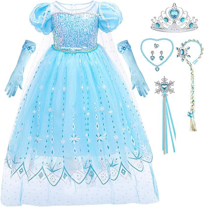 Elsa Prinzessinnen-Kleid mit Zubehör + Sally Hansen Miracle Gel Nagellack „Sugar Fix“