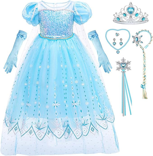 Elsa Prinzessinnen-Kleid mit Zubehör + Sally Hansen Miracle Gel Nagellack „Sugar Fix“
