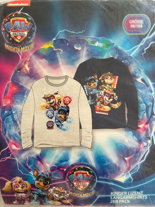 PAW Patrol Langarmshirt Set für Kinder – 2er Pack (Chase, Rubble & Marshall)