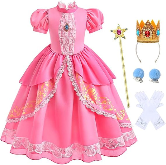 Prinzessin Peach-Kostüm-Set +  extra ESSIE Nagellack